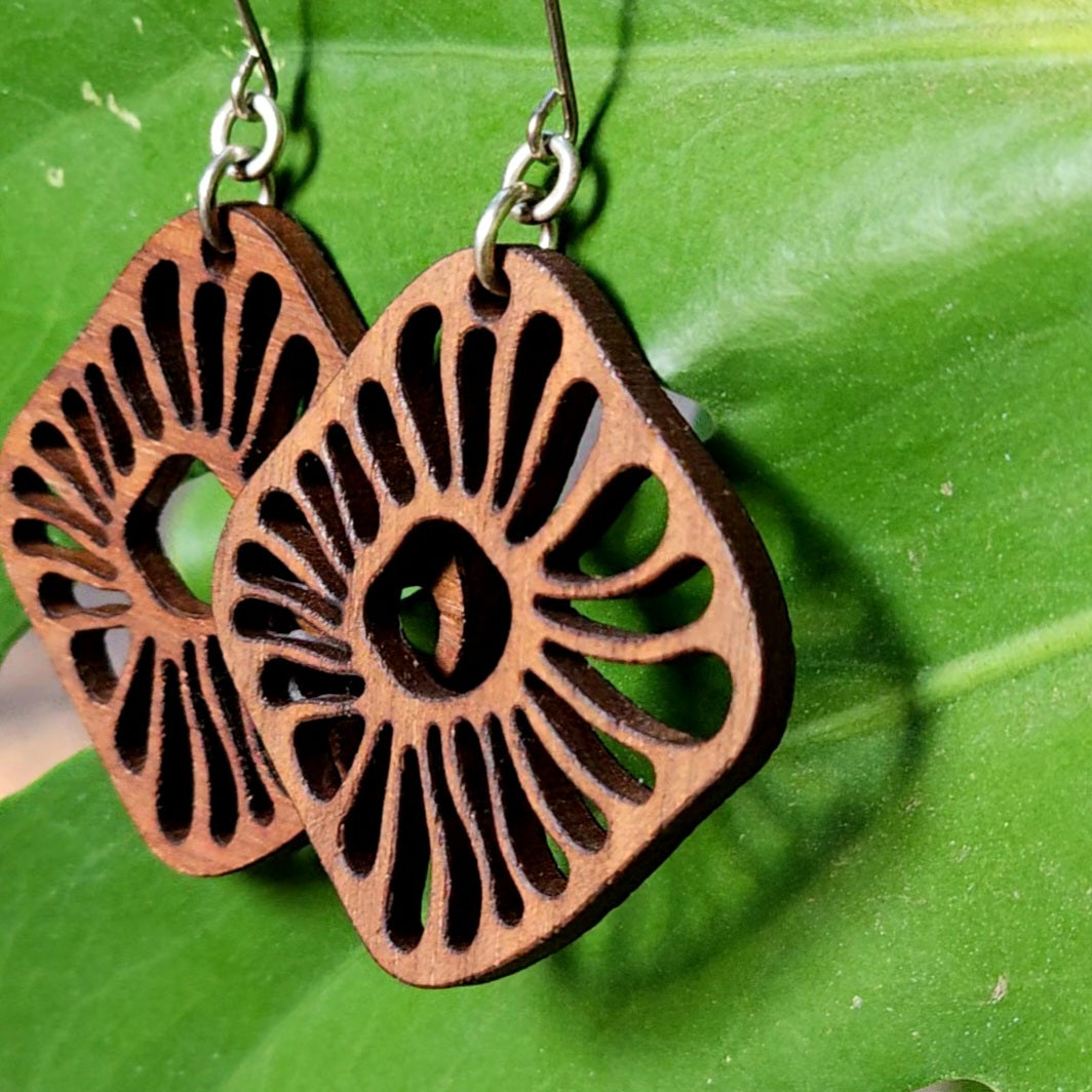Simply Hardwood Laser Cut Earrings - Created by Shine Designs Customs + Bright Side Jewelry Co.