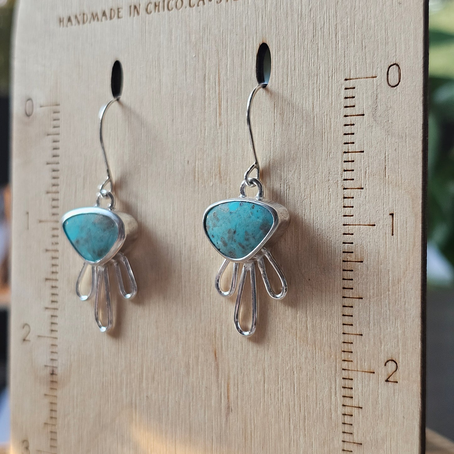 Kingman Turquoise Sterling Silver Drip Earrings