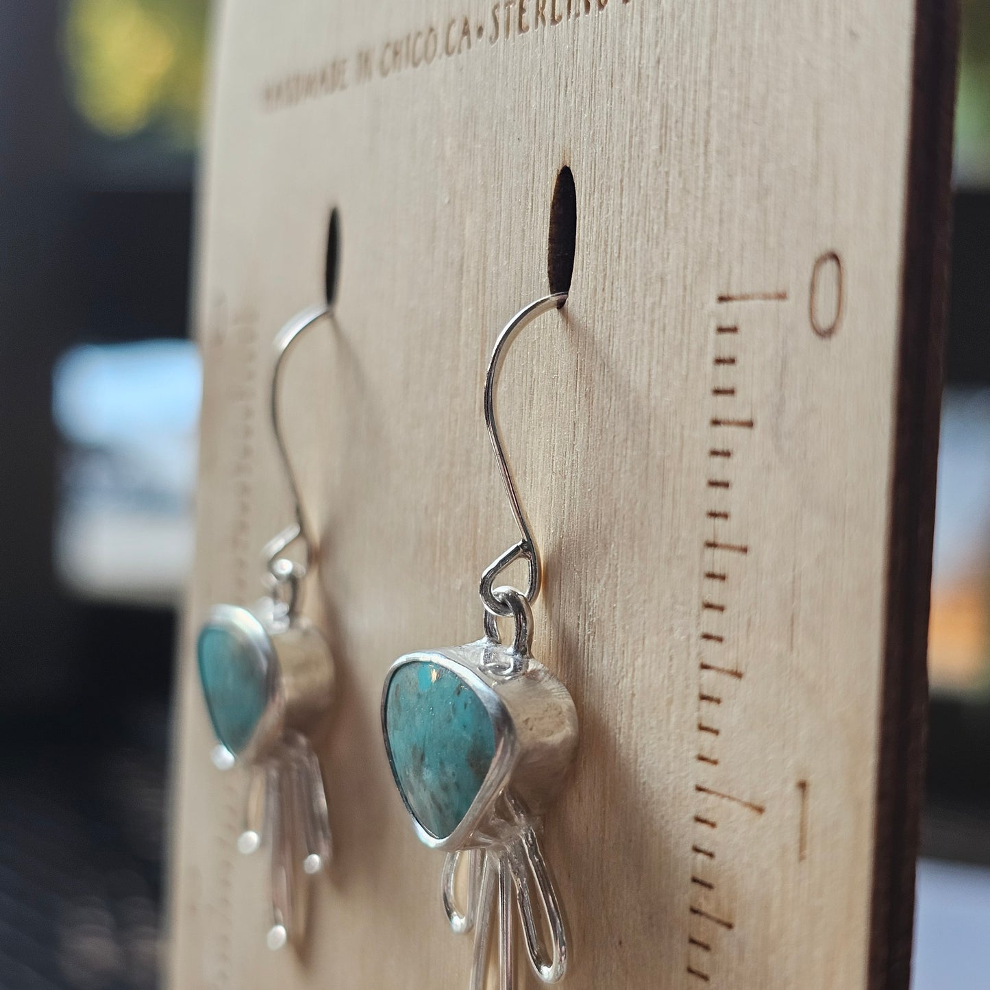 Kingman Turquoise Sterling Silver Drip Earrings