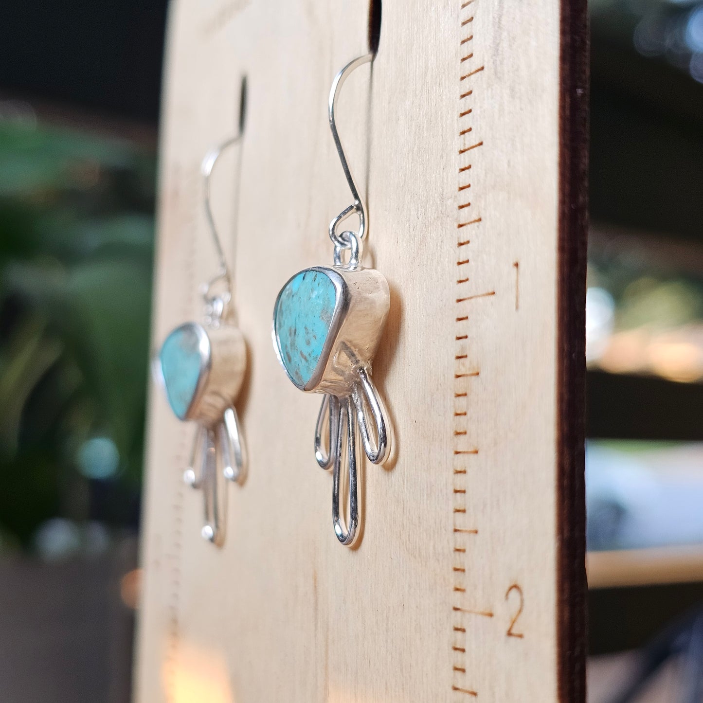 Kingman Turquoise Sterling Silver Drip Earrings