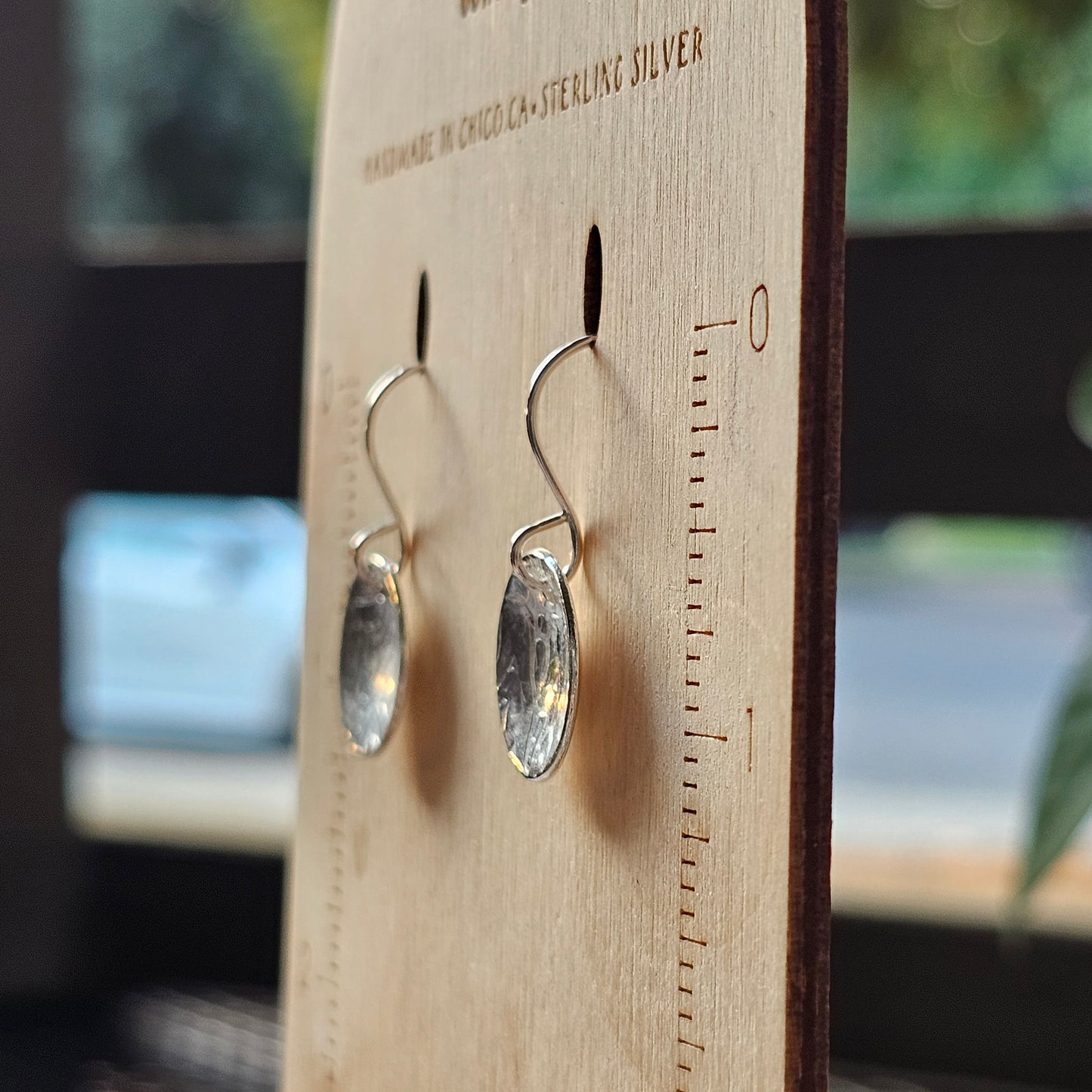 Textured Sterling Silver Domed Dangle Earrings