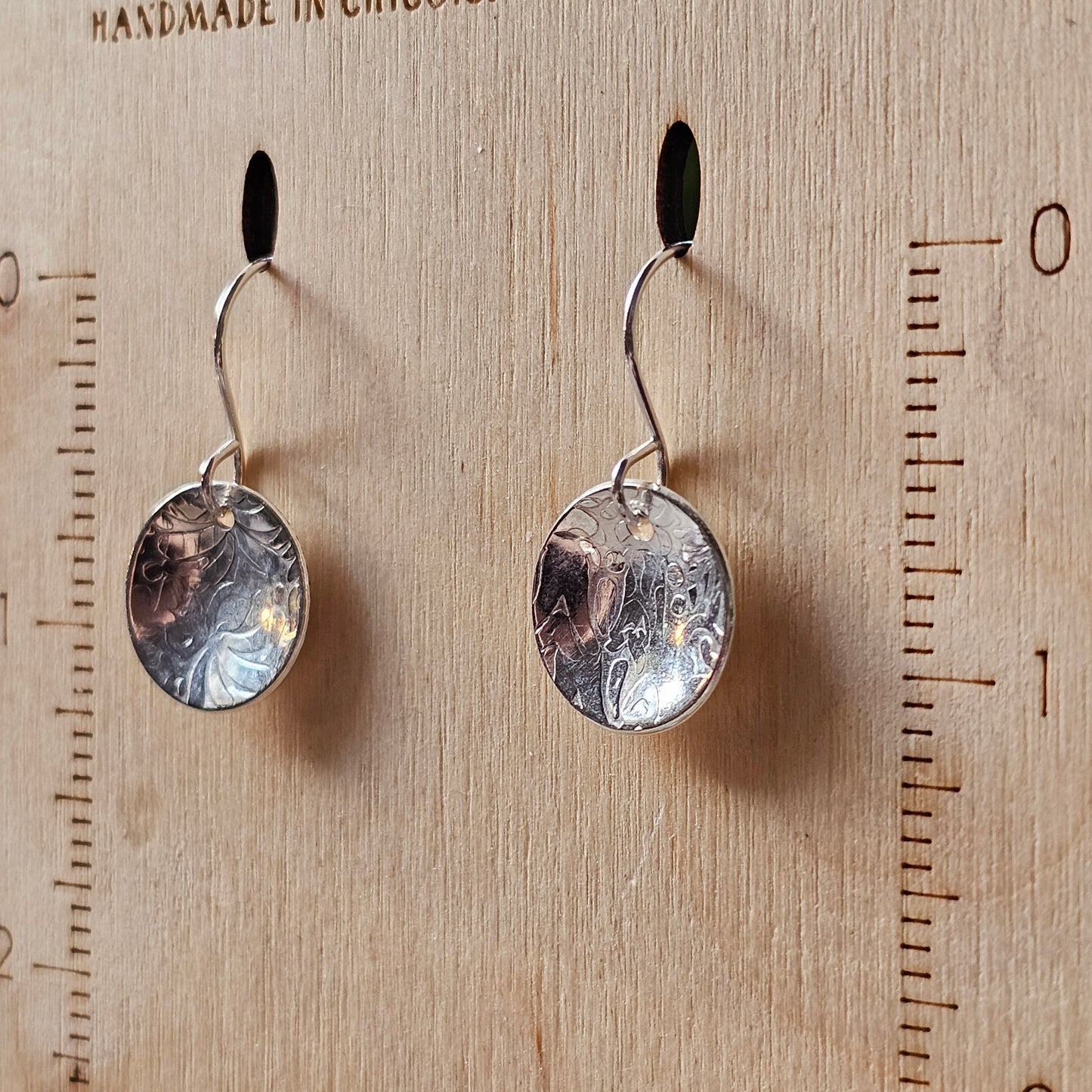 Textured Sterling Silver Domed Dangle Earrings