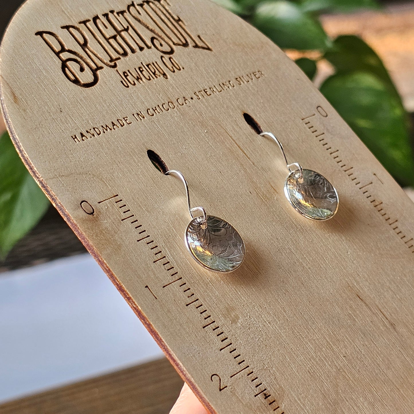 Textured Sterling Silver Domed Dangle Earrings