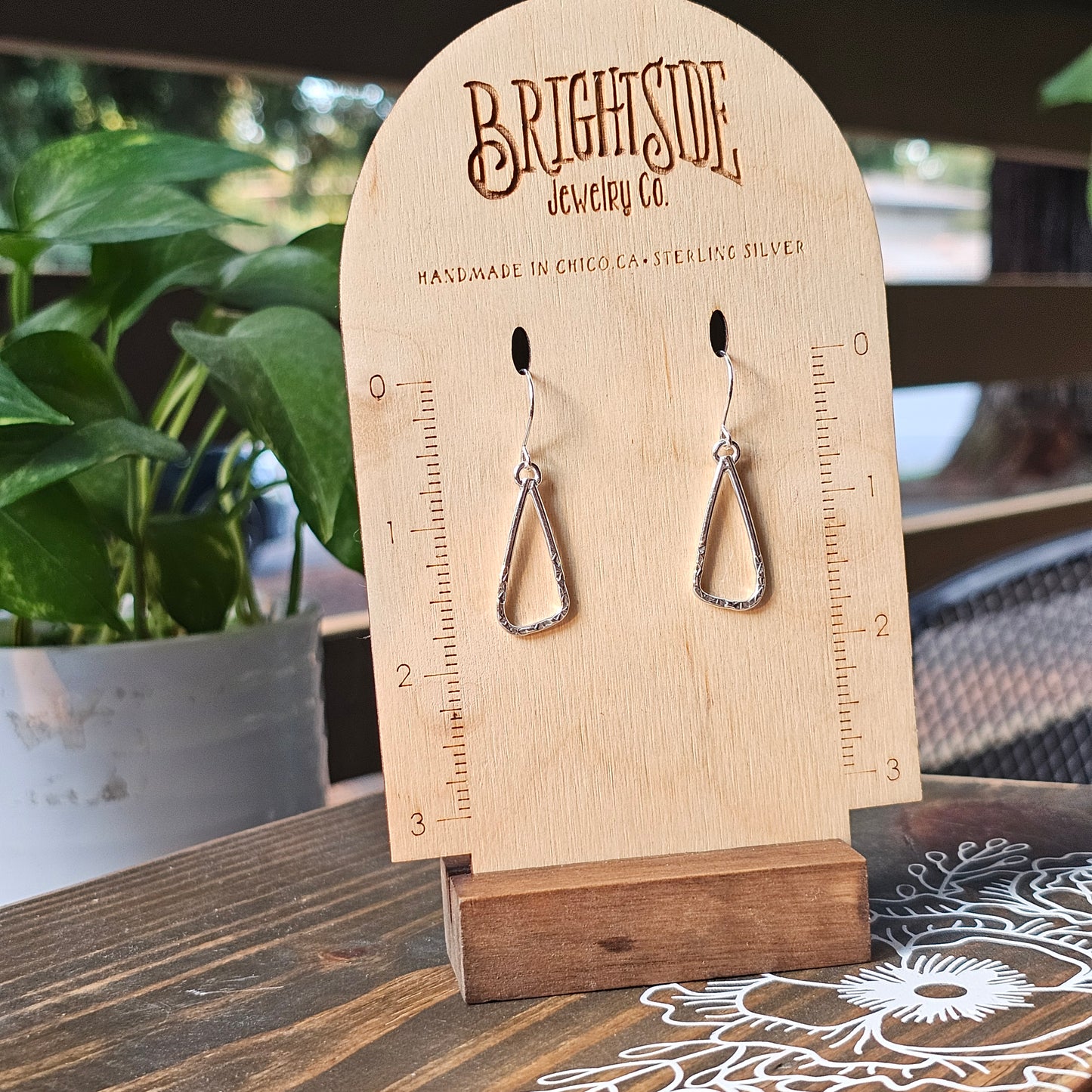 Small Textured Triangle Dangle Earrings