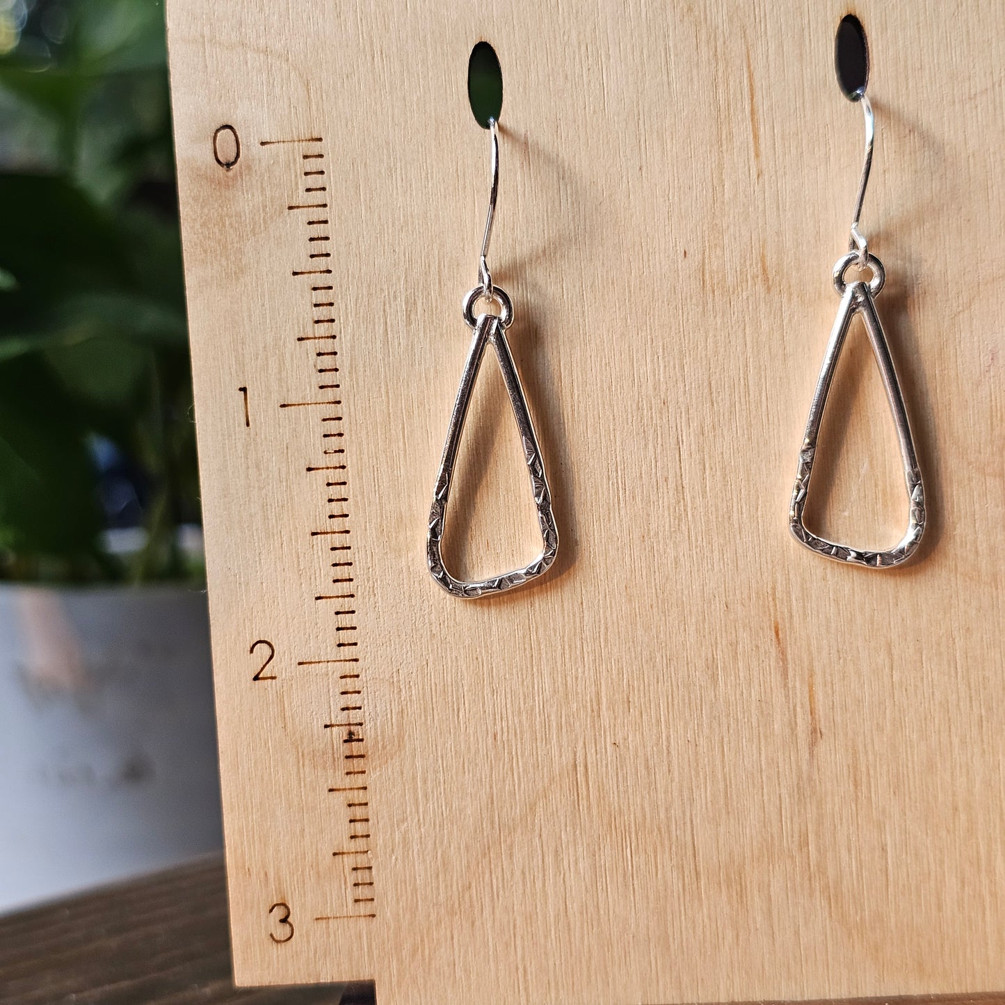 Small Textured Triangle Dangle Earrings