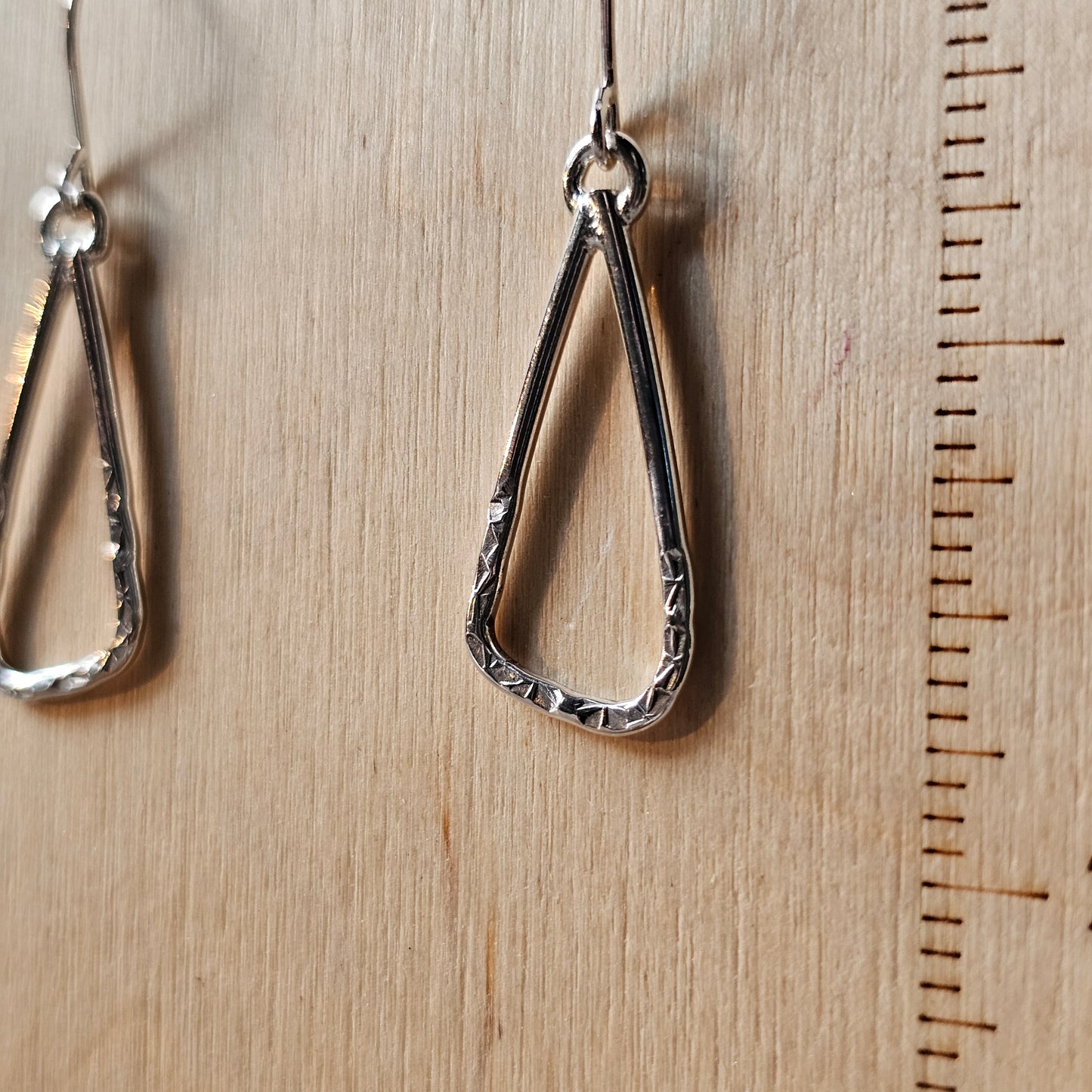 Small Textured Triangle Dangle Earrings