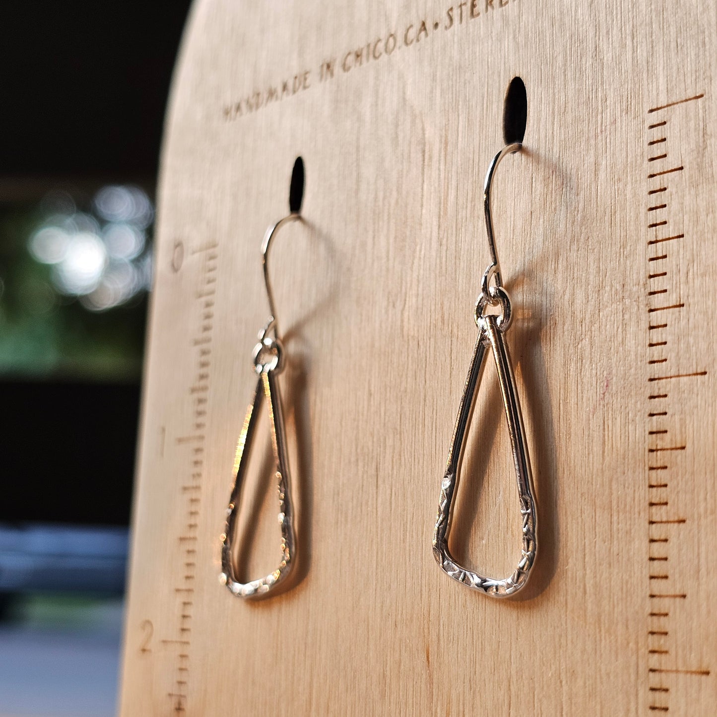 Small Textured Triangle Dangle Earrings