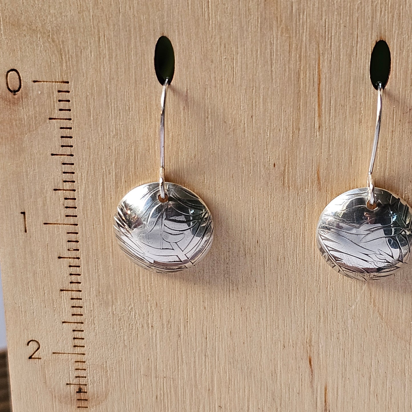Domed Dangle Earrings - Plant Texture