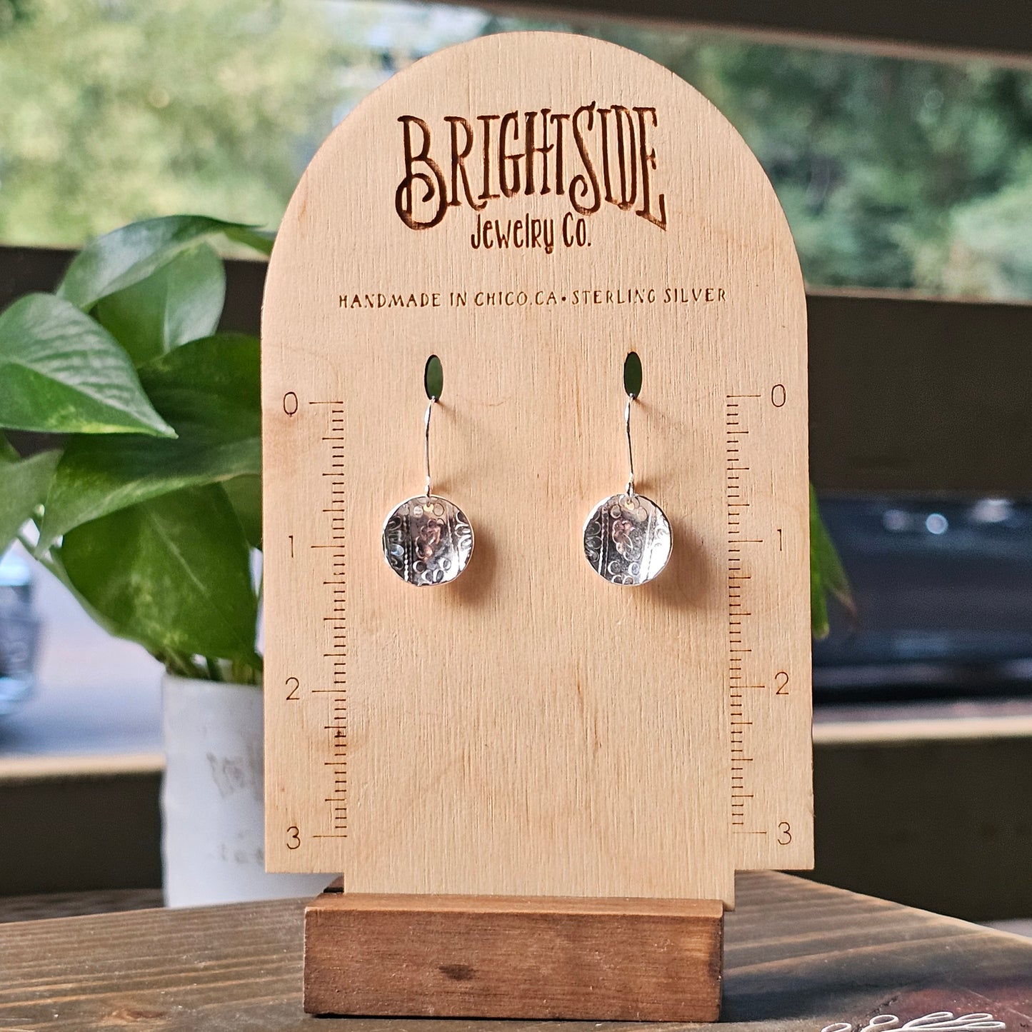 Domed Dangle Earrings - Textured