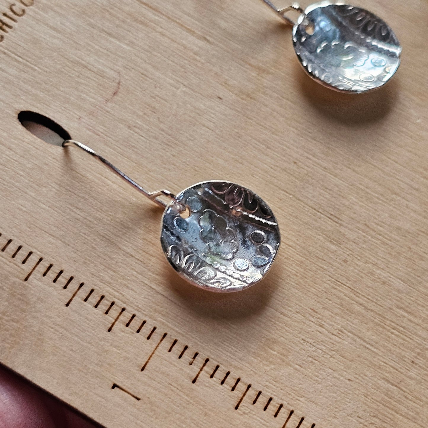 Domed Dangle Earrings - Textured