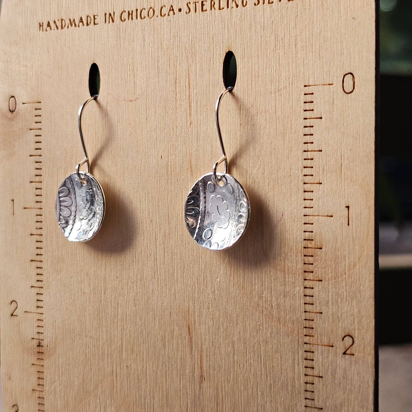 Domed Dangle Earrings - Textured