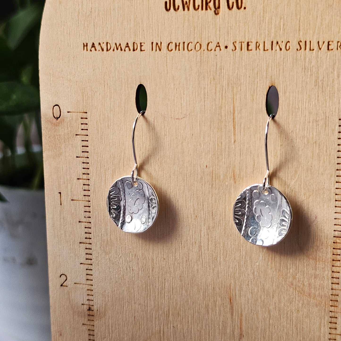 Domed Dangle Earrings - Textured