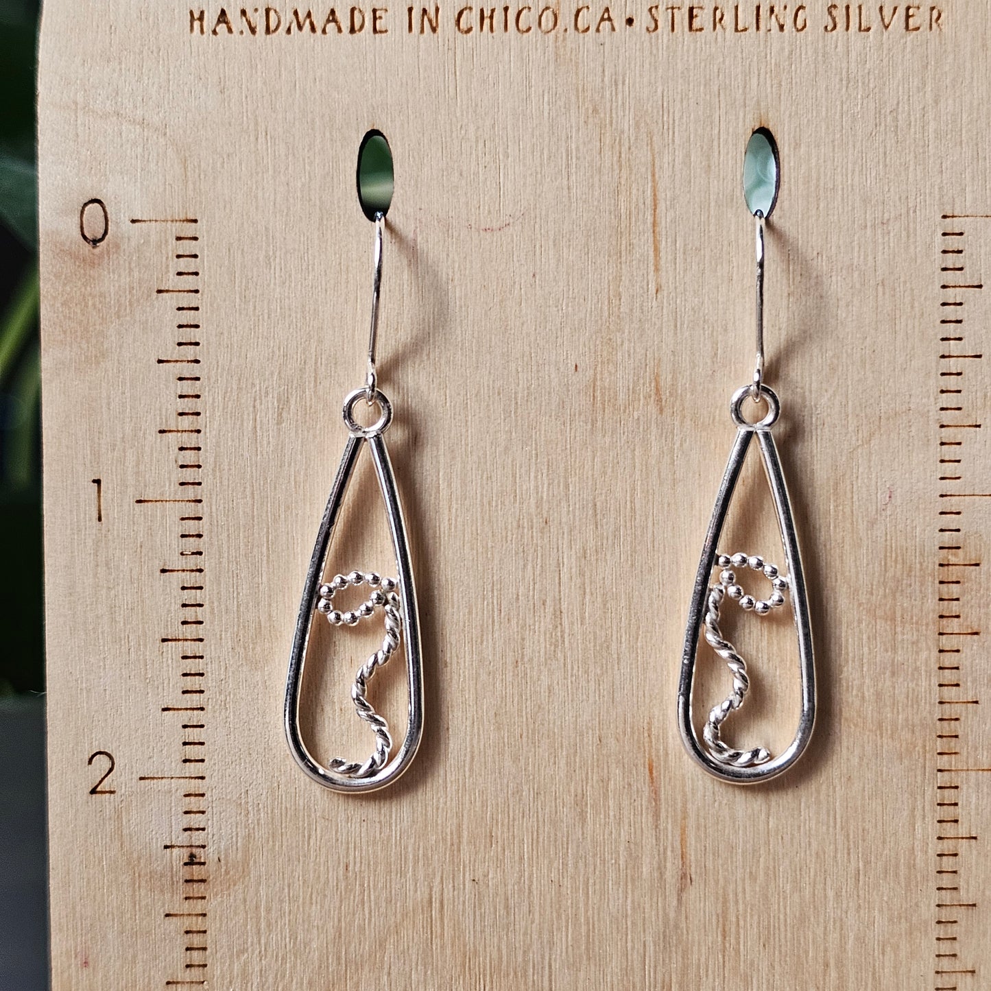 Teardrop with Bow Sterling Silver Earrings