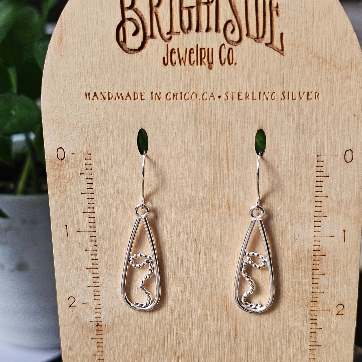 Teardrop with Bow Sterling Silver Earrings
