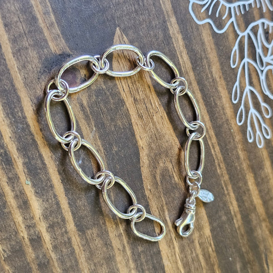 8" Hand Fabricated Sterling Silver Chain Bracelet