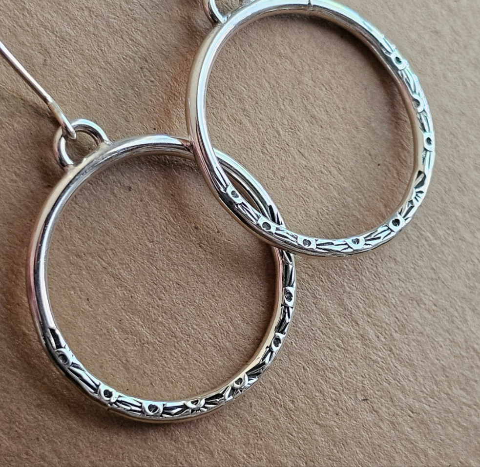 Hand Stamped Textured Hoops