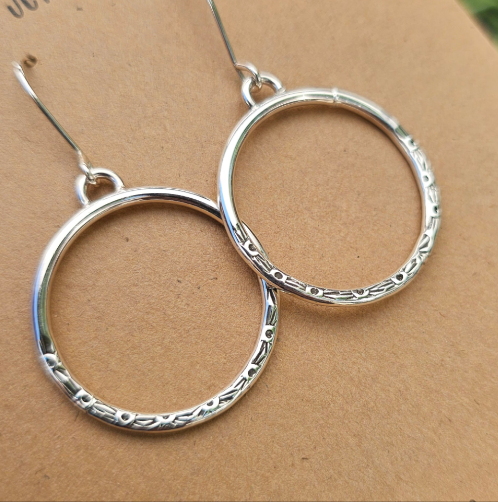 Hand Stamped Textured Hoops