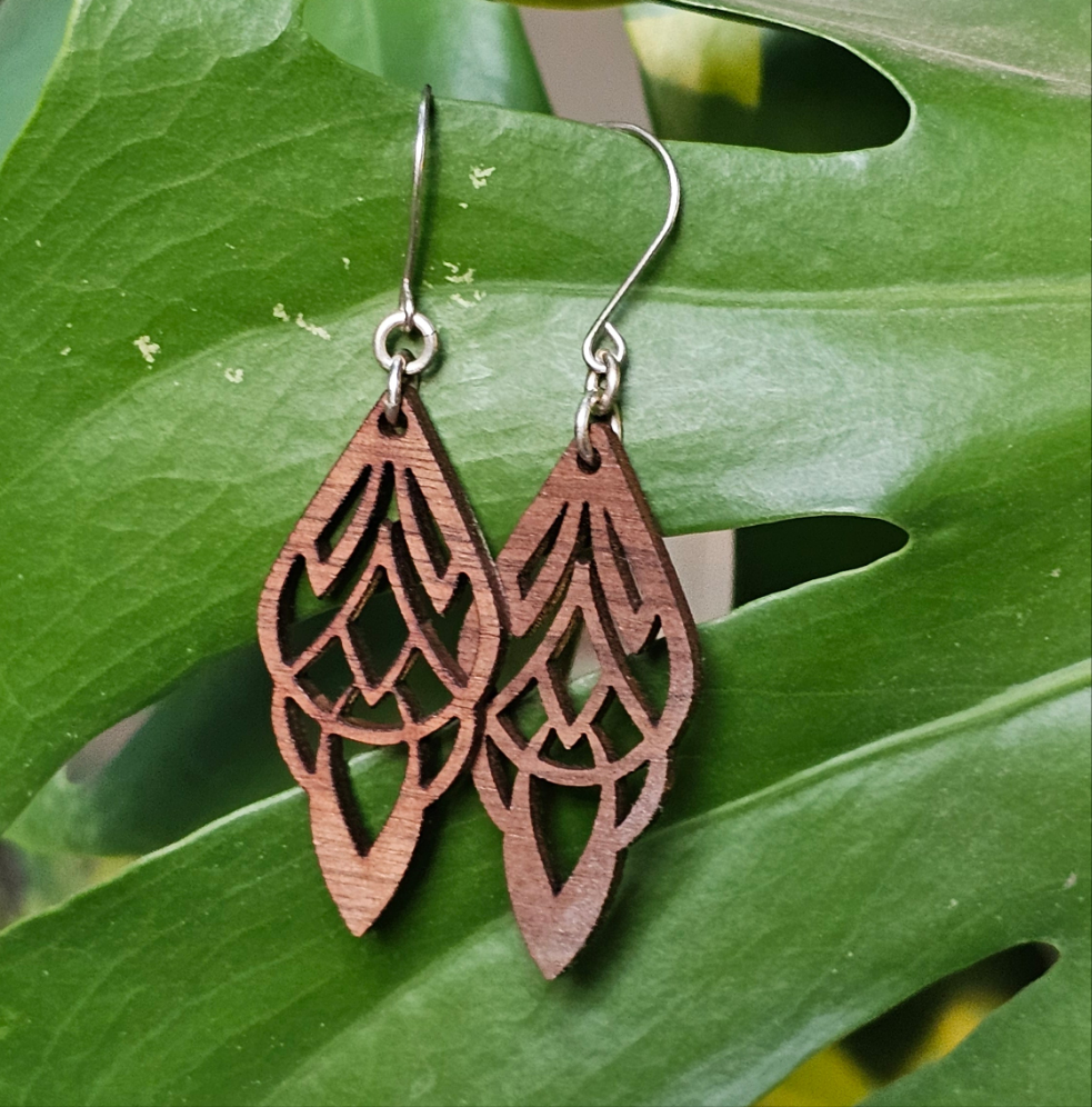 Simply Hardwood Laser Cut Earrings - Created by Shine Designs Customs + Bright Side Jewelry Co.