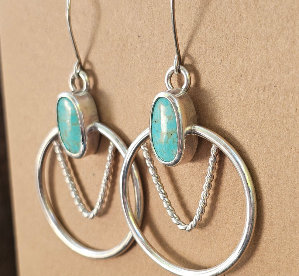 Kingman Turquoise & Sterling Silver Earrings