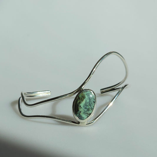7" Sterling Silver Cuff with Beautiful Stone