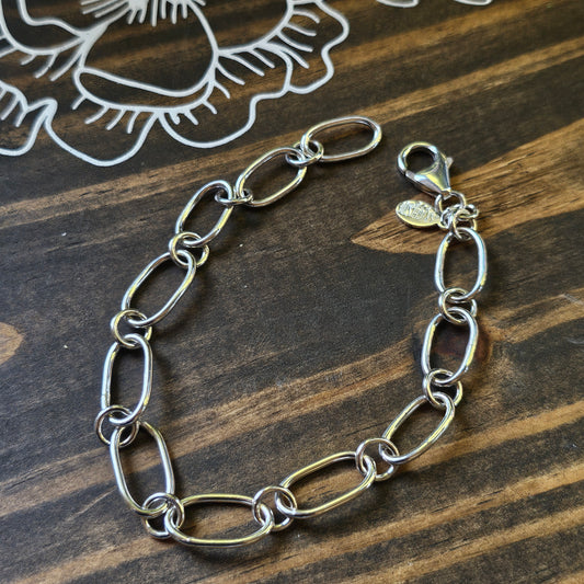 9" Hand Fabricated Sterling Silver Chain Bracelet
