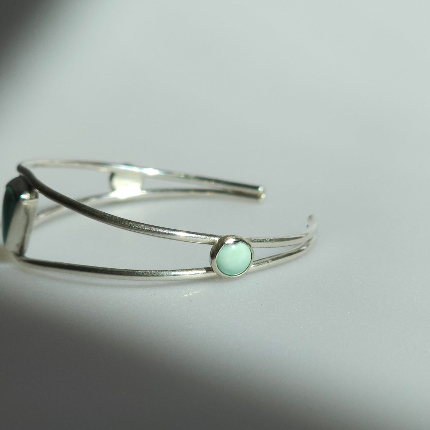 5" Sterling Silver Cuff with Three Stones