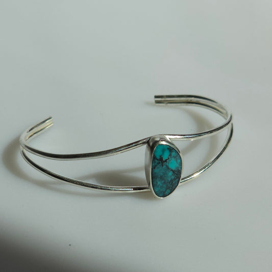 6.5" Sterling Silver Cuff with Turquoise Stone