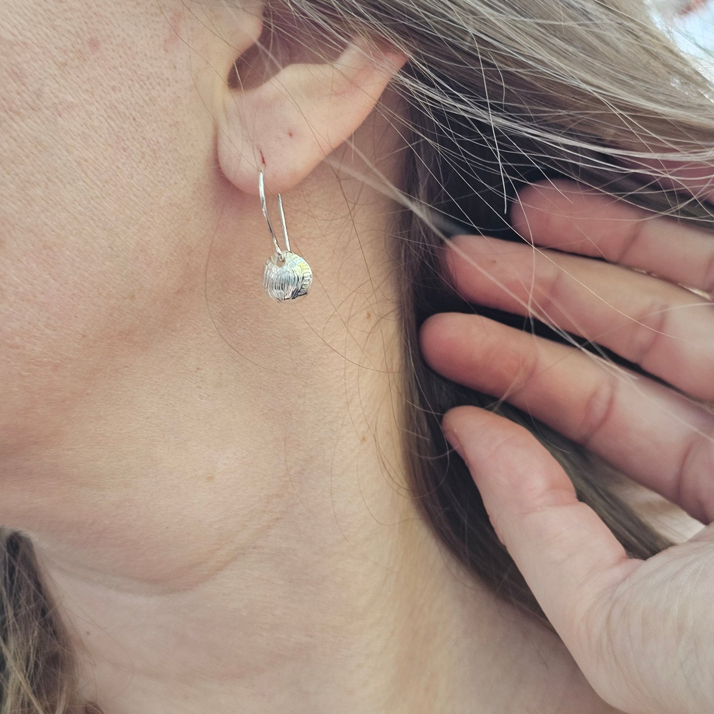 Tiny Textured Domed Simply Sterling Earrings
