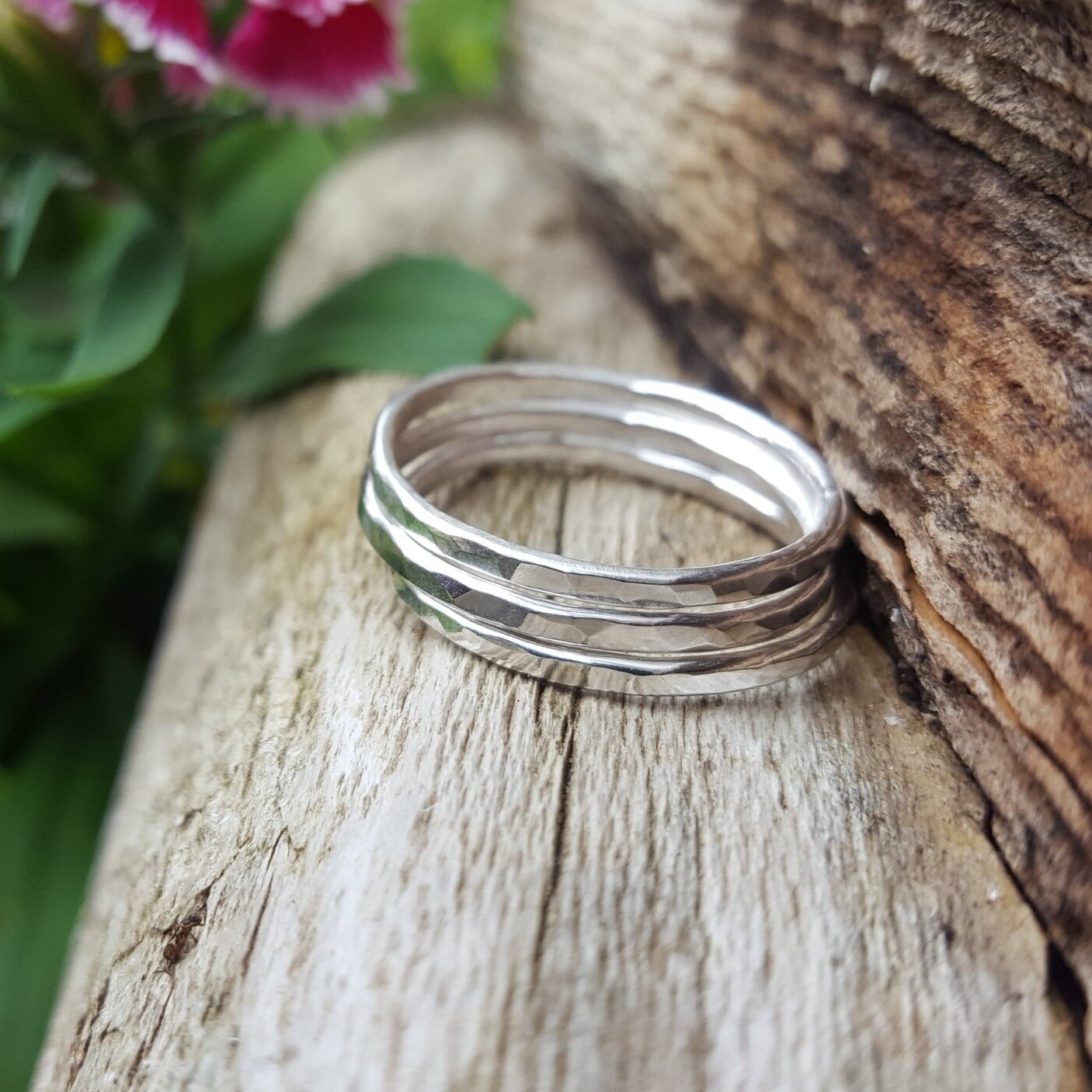 Hammered Sterling Silver Stackable Rings || Made to Order