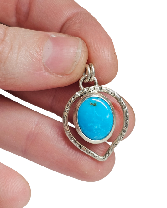 Turquoise Textured Frame Pendant