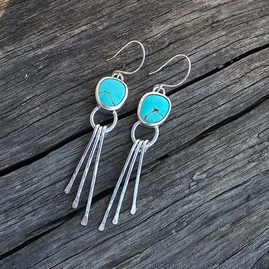 Kingman Turquoise Earrings with Fringe