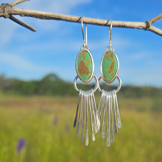 Kingman Turquoise & Sterling Silver Fringe Earrings