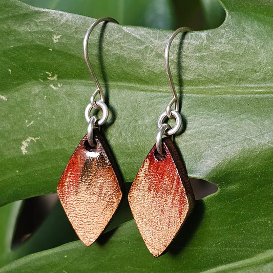Mini Hardwood Earrings Laser Cut with Resin Covered Design - Created by Shine Designs Customs + Bright Side Jewelry Co.