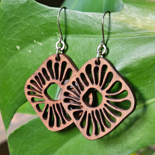 Simply Hardwood Laser Cut Earrings - Created by Shine Designs Customs + Bright Side Jewelry Co.