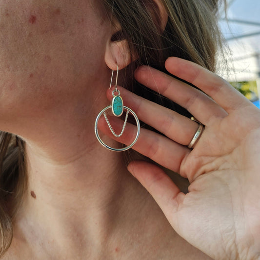 Kingman Turquoise & Sterling Silver Earrings