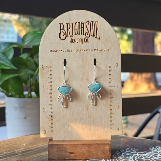 Kingman Turquoise Sterling Silver Drip Earrings