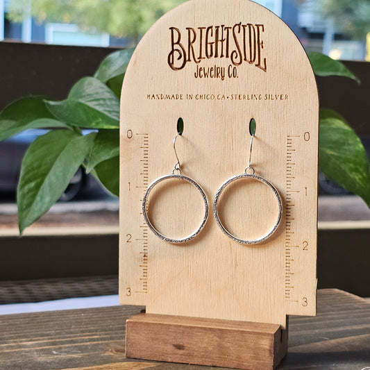 Fully Textured Sterling Silver Everyday Hoops (slightly larger)
