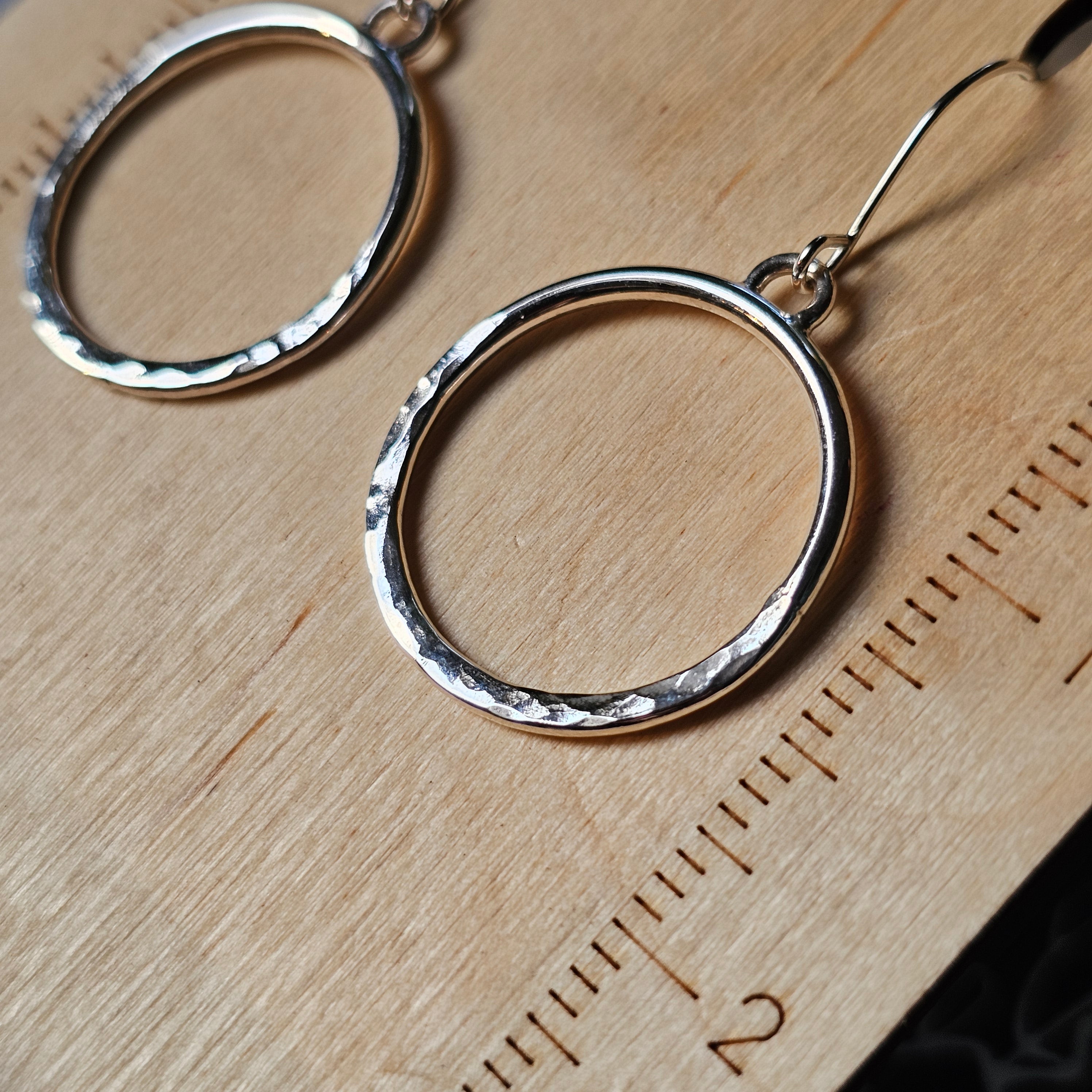 Half Hammered Sterling Silver Everyday Hoops