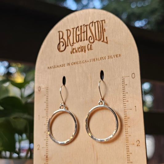 Half Hammered Sterling Silver Everyday Hoops