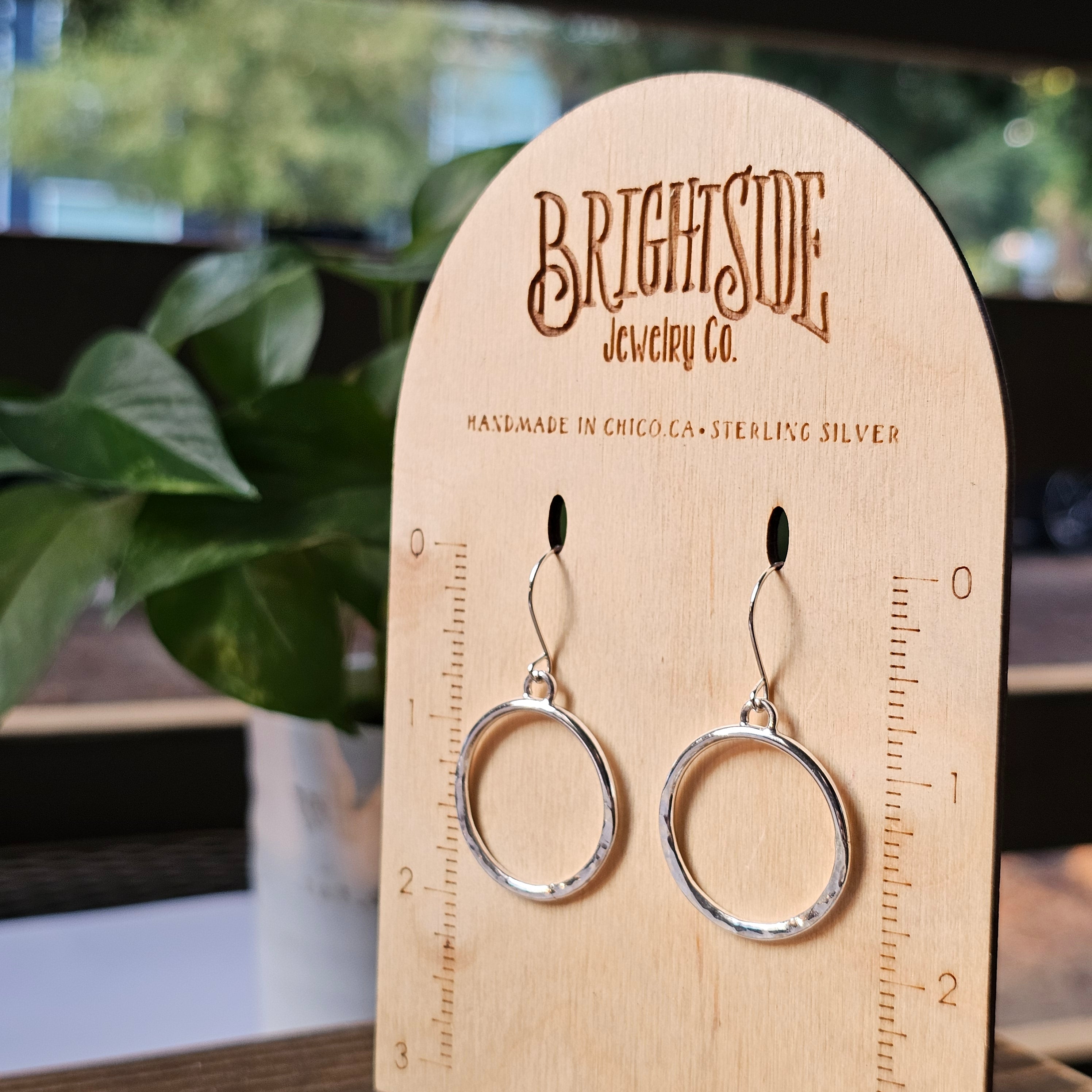 Half Hammered Sterling Silver Everyday Hoops