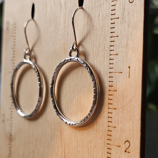 Fully Textured Sterling Silver Everyday Hoop Earrings