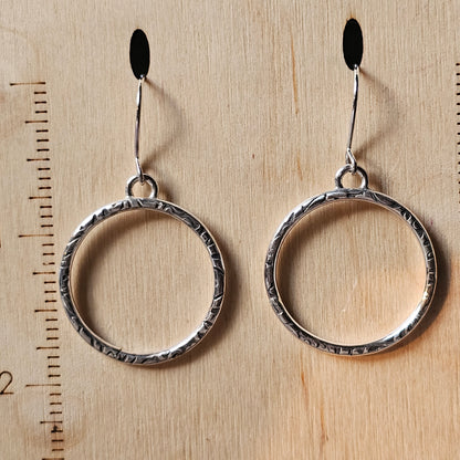 Fully Textured Sterling Silver Everyday Hoop Earrings