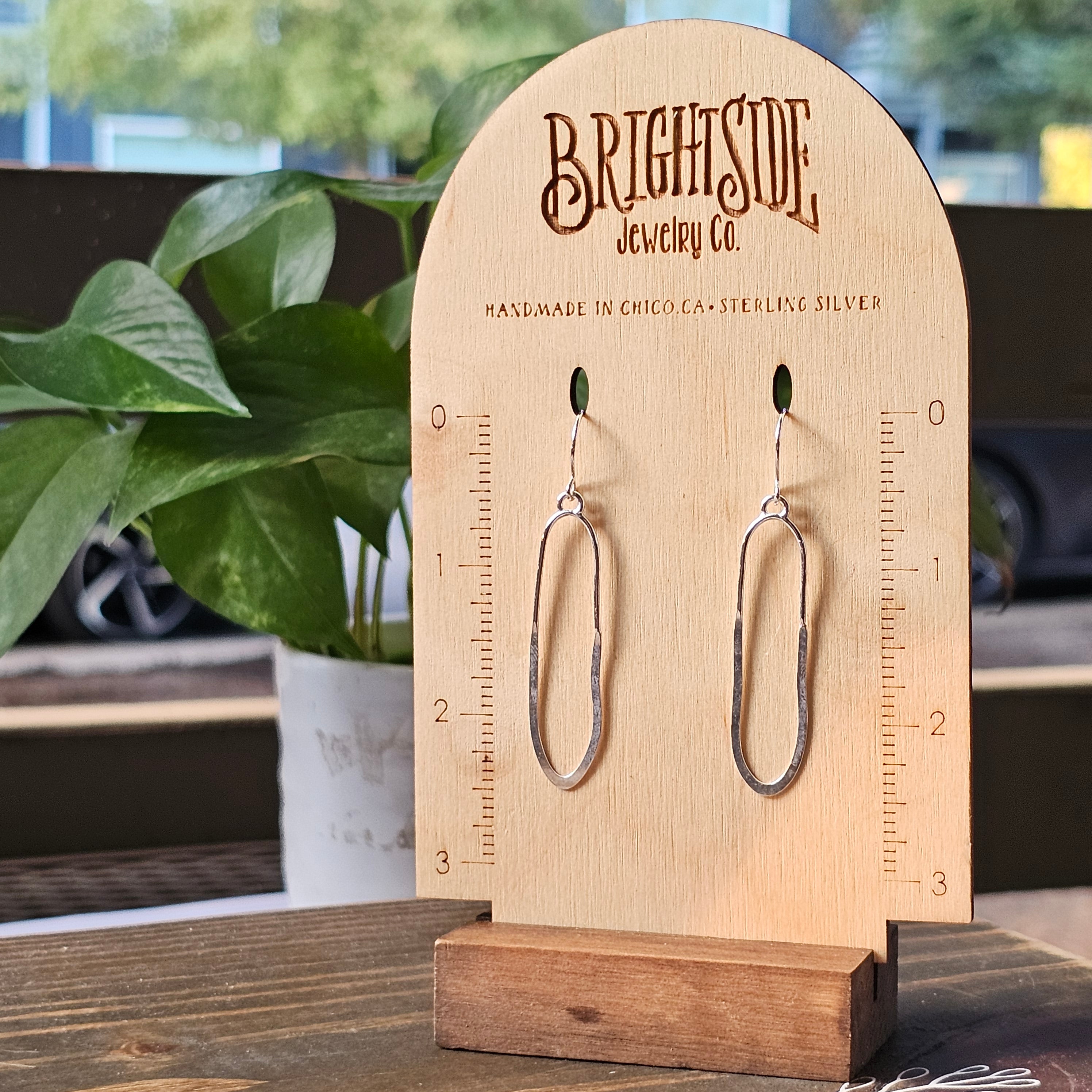 Long Organic Light Weight Half Flattened Dangle Earrings