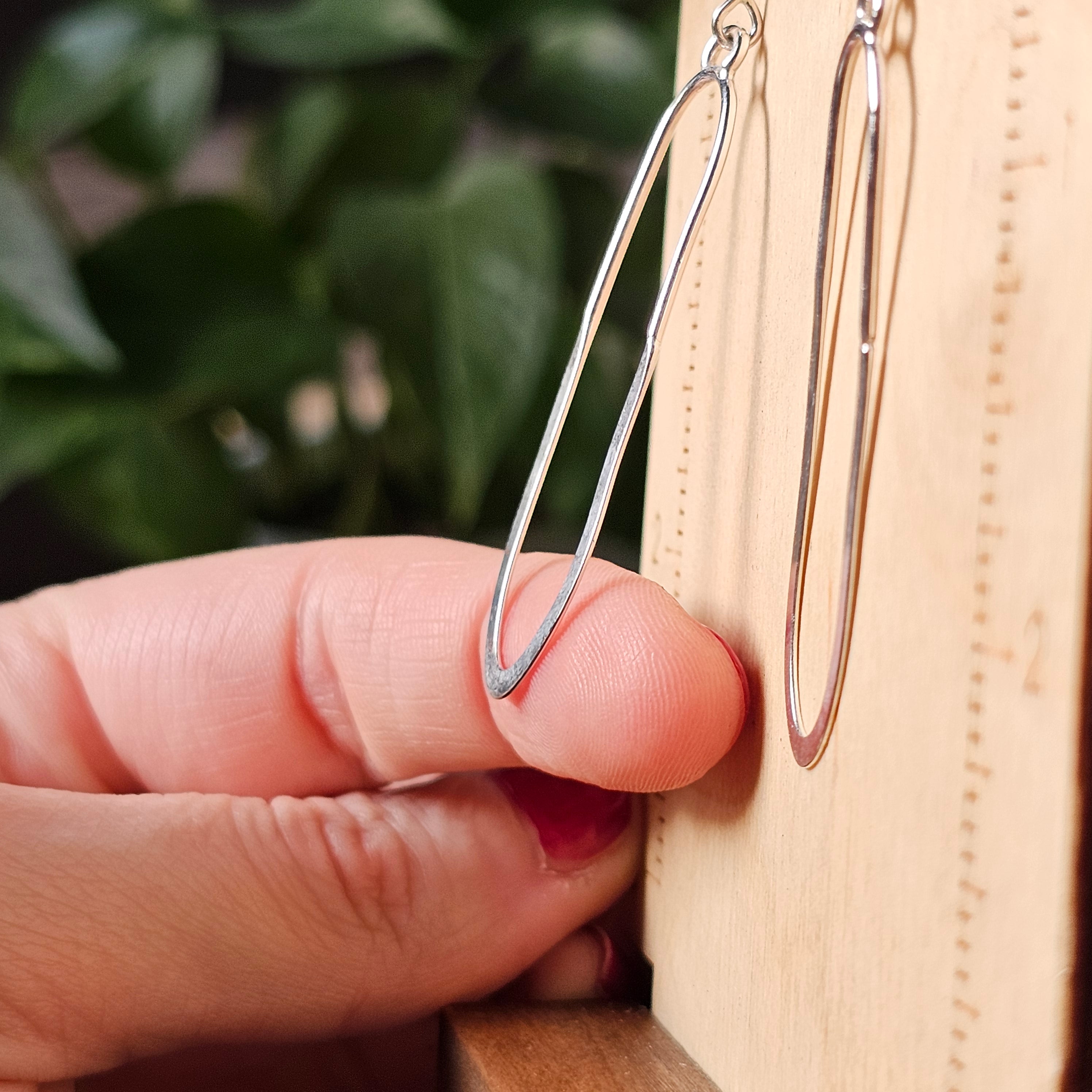 Long Organic Light Weight Half Flattened Dangle Earrings