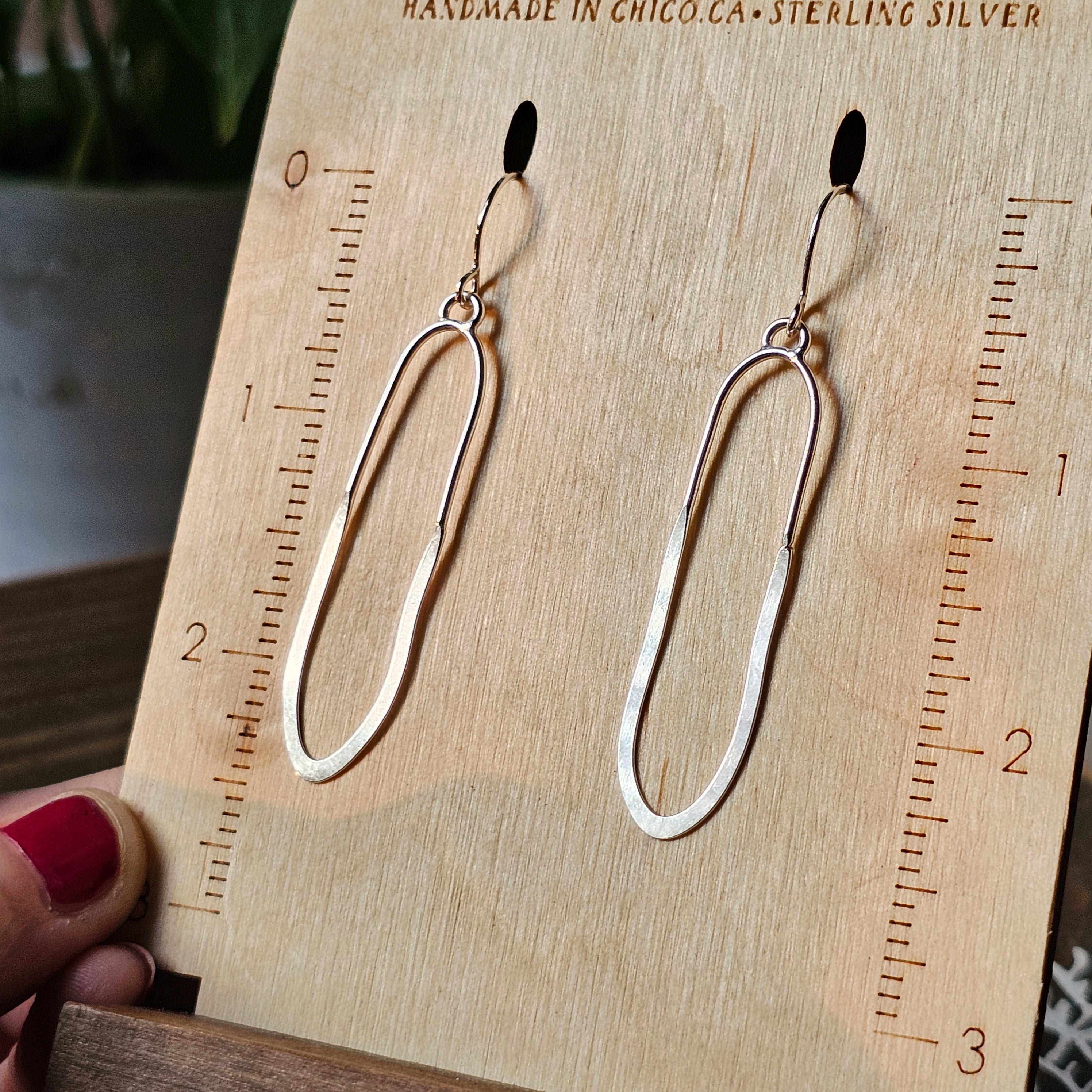 Long Organic Light Weight Half Flattened Dangle Earrings