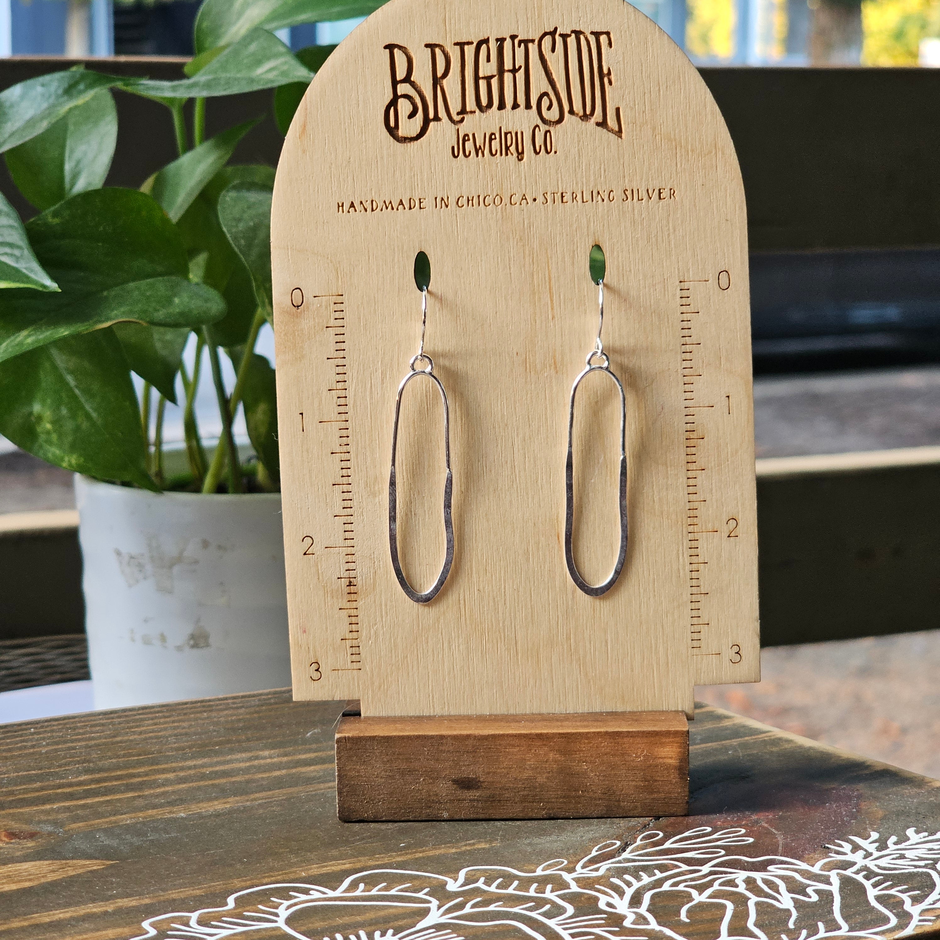 Long Organic Light Weight Half Flattened Dangle Earrings