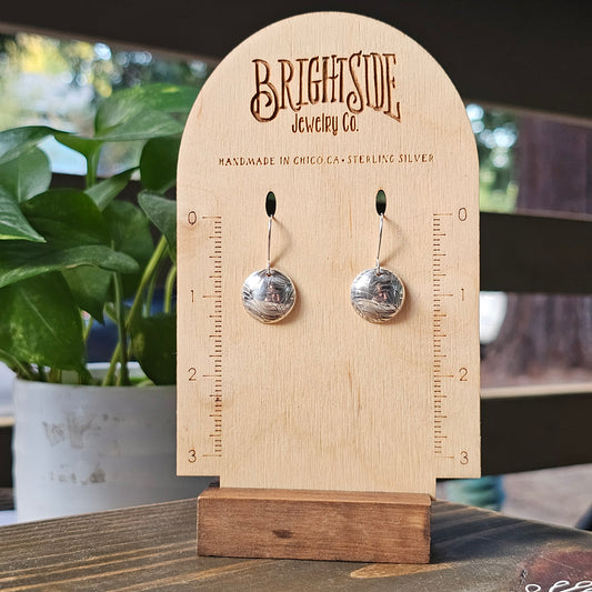 Domed Dangle Earrings - Plant Texture