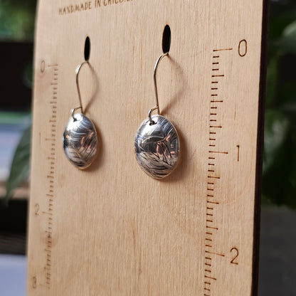 Domed Dangle Earrings - Plant Texture