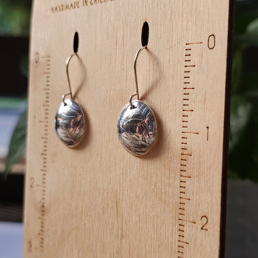 Domed Dangle Earrings - Plant Texture