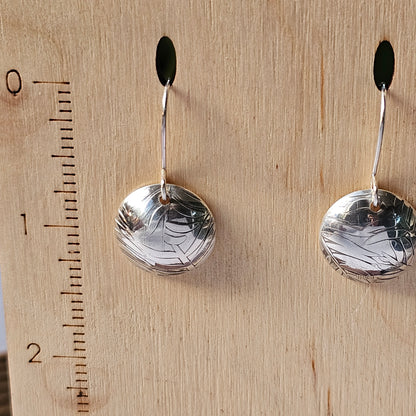 Domed Dangle Earrings - Plant Texture
